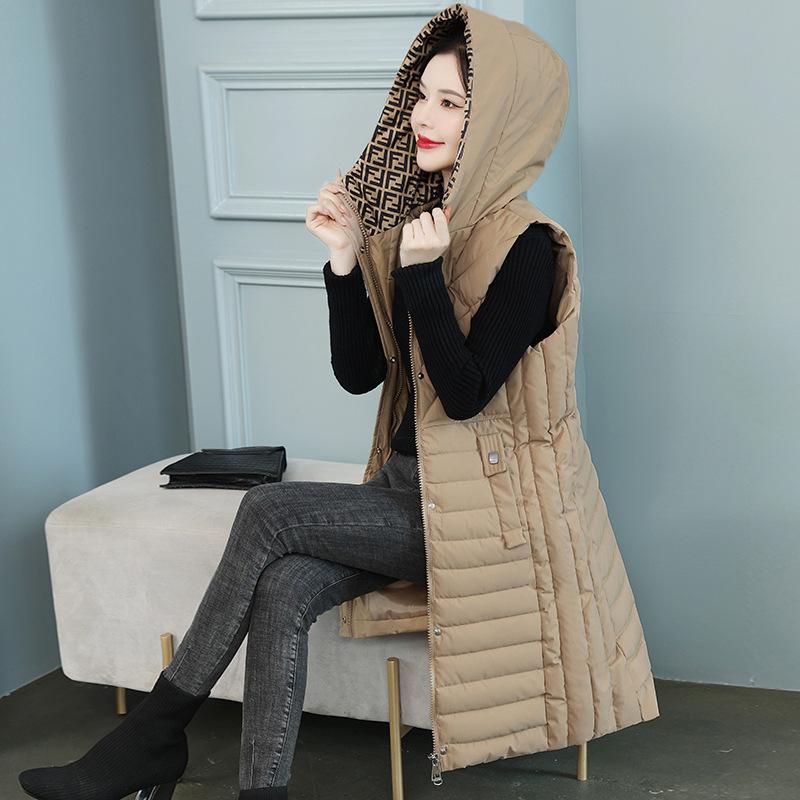 Осенне-зимняя женская однотонная ветрозащитная теплая жилетка без рукавов с капюшоном на талии, женская куртка без рукавов