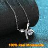 New 0.5CT Bowknot Moissanite Necklace For Women 100% Real 925 Silver Premium Moissanite Diamond Pendant Chain Hotsale Giftt
