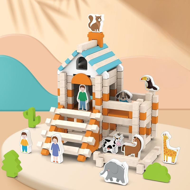 Деревянная детская конструкция шип-паз Любань строительный блок хижина строительное пространство Практические логические способности развивающие игрушки