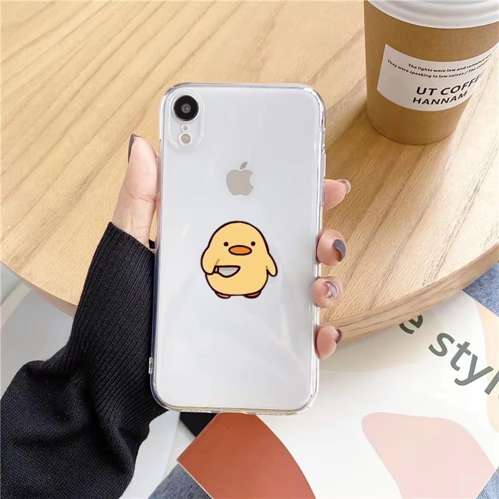 Смешной чехол для телефона с уткой для iPhone 16 15 14 13 12 11 Pro Max XS X XR 7 8 SE Прозрачная крышка Funda