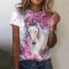 Summer Round Neck 3D Horse Cat Owl Pattern Printed Top Fashionable Casual Cute Short Sleeved Women's T-shirts