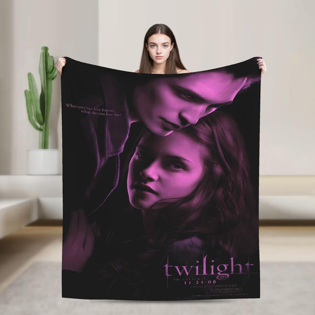 3D The Twilight Saga Edward Bella Super Warm Blanket  Travel Office Plush Throw Blanket Flannel Bedspread Sofa Bed Cover