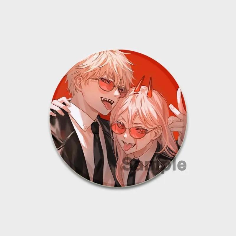 32/44/58MM Chainsaw Man Enamel Pin Brooch, Cute Anime Figure, Power Makima Lapel Pins, Backpack, T-shirt, Jewelry Accessories, Gifts