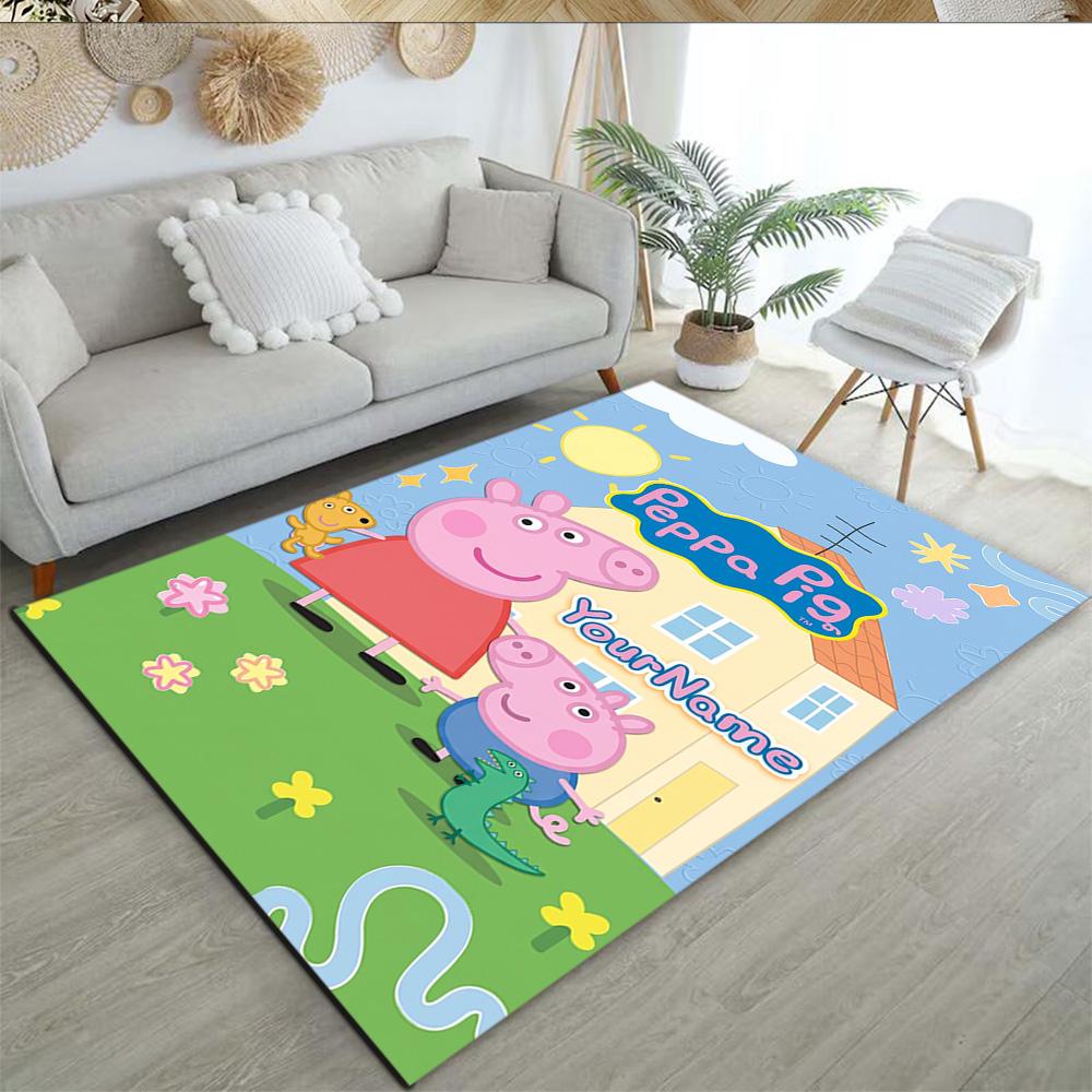 Peppa Pig Customize Your Name Floor Mat Design for Decorate room Foyer Bedrooms Entryway Antislip Carpet Office home decor