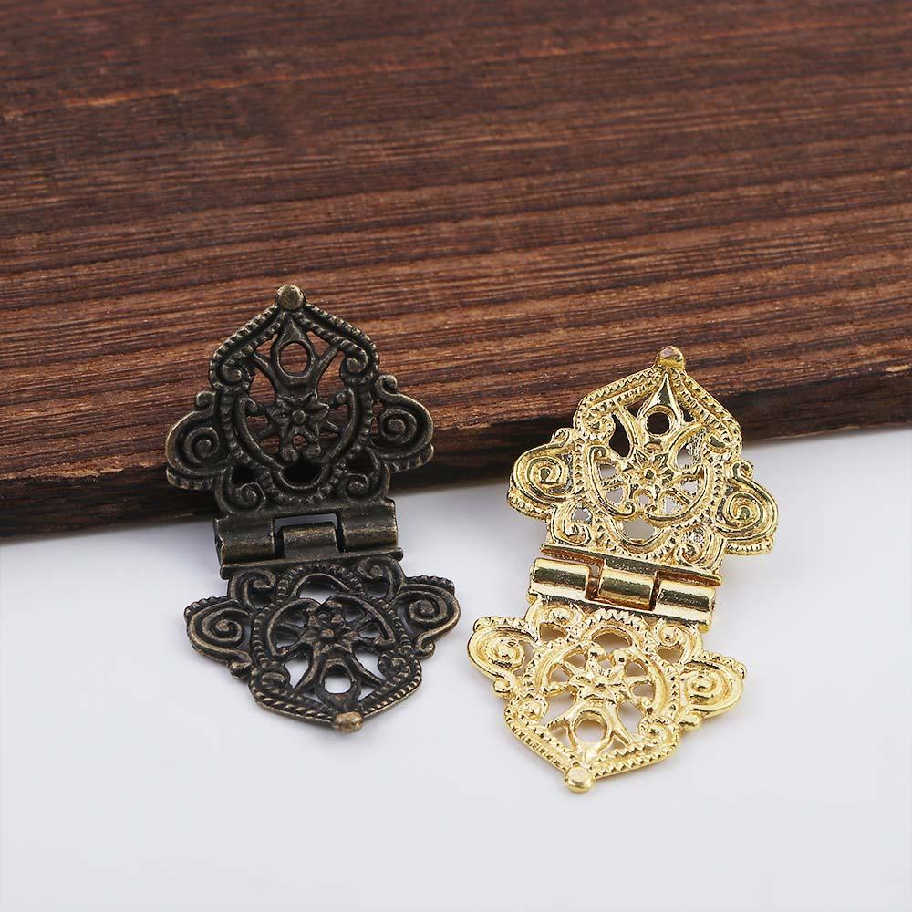 Door Wooden Box Lace Zinc Zinc Alloy Mini Chinese Style Antique Butt Hinges Hollow Flower Furniture Hardware