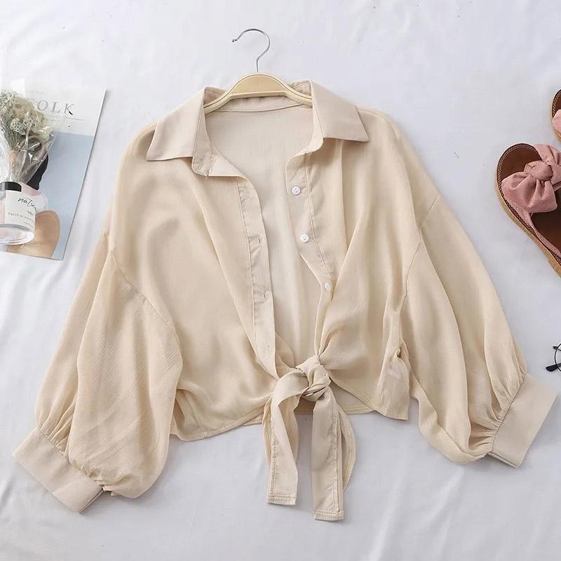 Women's Thin Chiffon Short Coat Waistcoat Summer with Skirt and Cardigan with Suspender Skirt and Shawl Thin Lace-up Coat