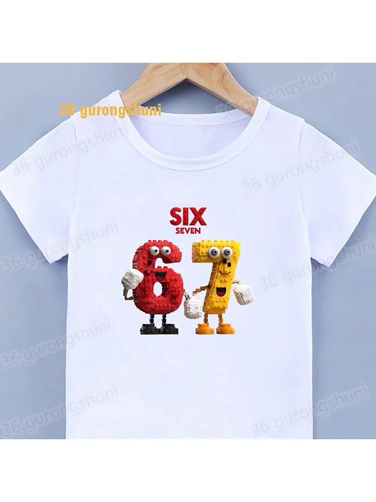 Kids Building Block Monster 67 Graphic TShirt Soft Cotton Game Wear for Boys Girlsdf0140