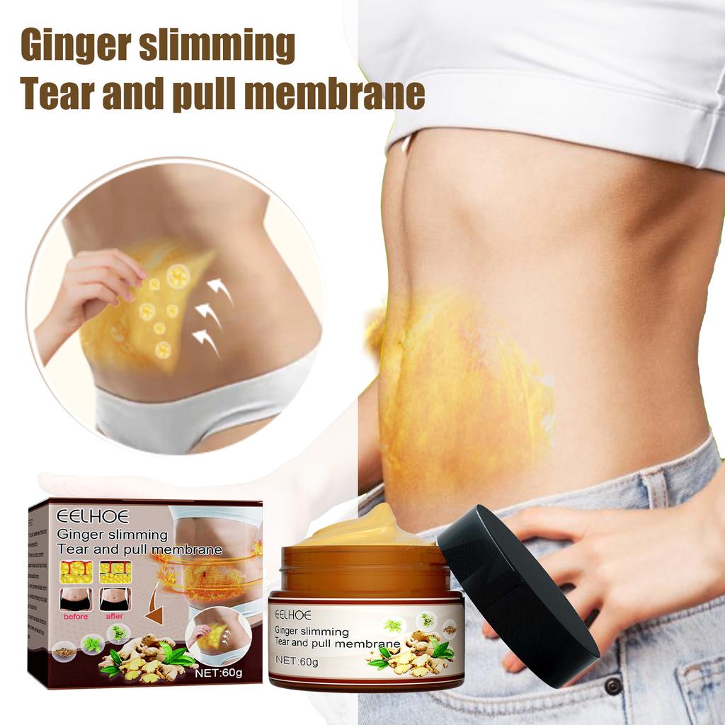 EELHOE 60g Ginger Fat Burning Cream Anti-cellulite Effective Fat Loss Slimming Body Fat Reduction Cream Massage Full Leg Body Waist Mask