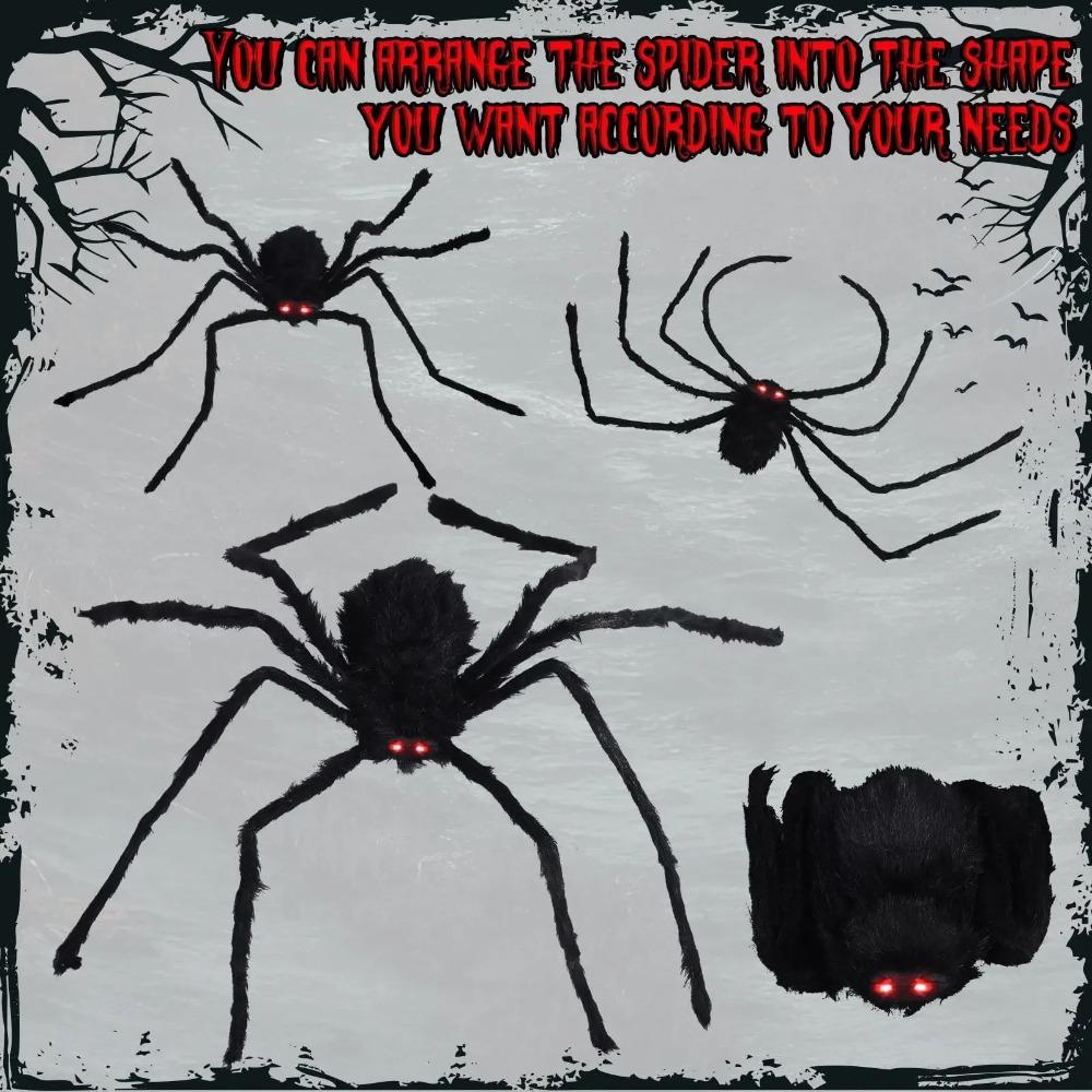 Большой плюшевый паук на Хэллоуин, ужасы, украшение на Хэллоуин, реквизит для вечеринки, уличный гигантский паук, декор 90-200 см, черный паук, плюшевая игрушка