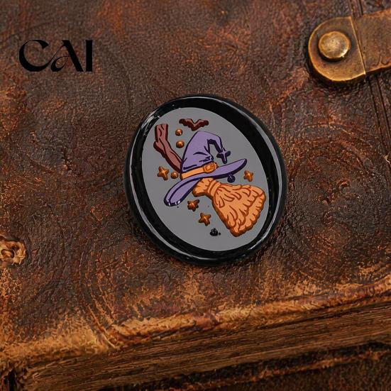 Wax Sealing Accessories Halloween Themed Brass Seal Stamp Head, Pumpkin Ghost Witch Bat Engraved Head Replacement for Envelope Journal Gift Wrap Party