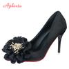 Мода Aphixta Горячая Распродажа Цветы Супер Высокий 10см/12см Каблук-шпилька Туфли Женские Замшевые Офисные Повседневные Туфли Большой Размер 49 50