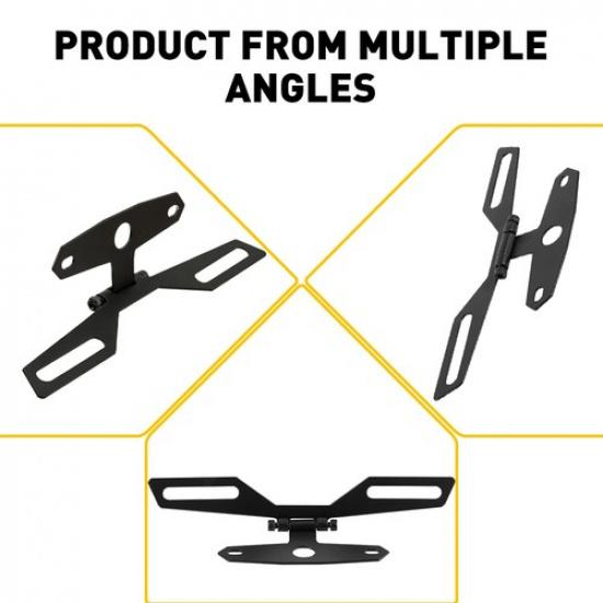 Folding License Motorcycle Plate Holder Rear Tail Light Bracket Mount Adjustable