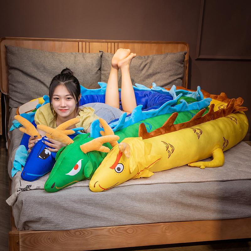 220cm Lifelike Plush Dragon Stuffed Chinese Mythological Creatures Fluffy Dragon Pillow Simulation Toys Kids Toys Home Decor