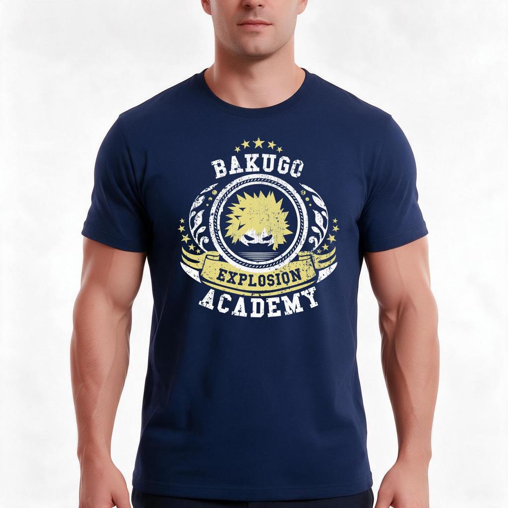Bakugo Academy Tshirt Summer Casual Cotton Tee Oversized Streetwear Tops Vintage Graphic Print Loose Fit Short Sleeve