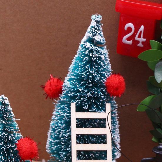 Yousheng 1 Set Christmas Mini Elf Door Decoration Wooden Fairy Garden Tiny Gnome Door Figurine Statue Miniature Xmas Scene Model Ornament