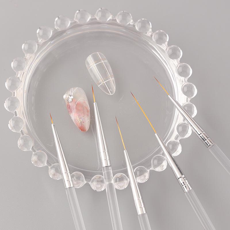 Набор ультратонких японских ручек для нейл-арта: Набор из 5 кистей для создания изящных контуров, вырезания цветов и прорисовки деталей.