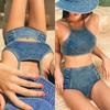 Джинсовые купальники, женские бикини в ковбойском стиле, приморские купальники, сексуальный горячий весенний купальник с феей, монокини, женские джинсы, бикини