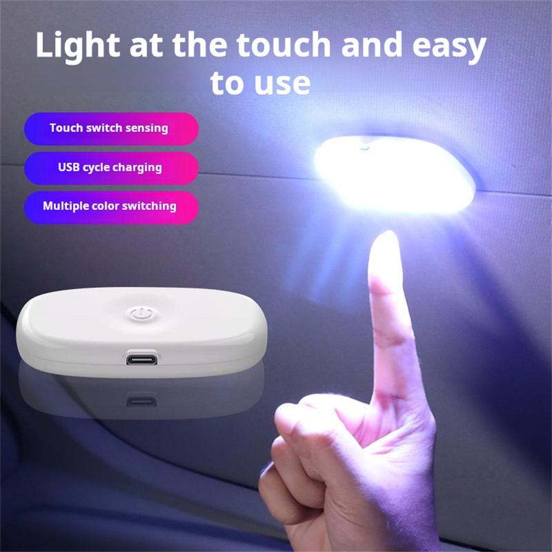 8LED Wireless Touch Light Car Interior USB Reading Light Rechargeable Magnetic Base Auto Roof Trunk Ceiling Lamp 5V
