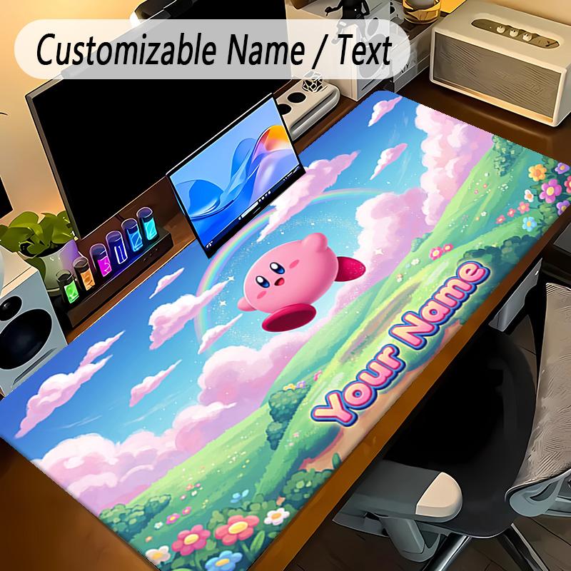Large Mouse PadKirby Custom Name Text Personalized Desk Mat Non Slip Gaming Pad
