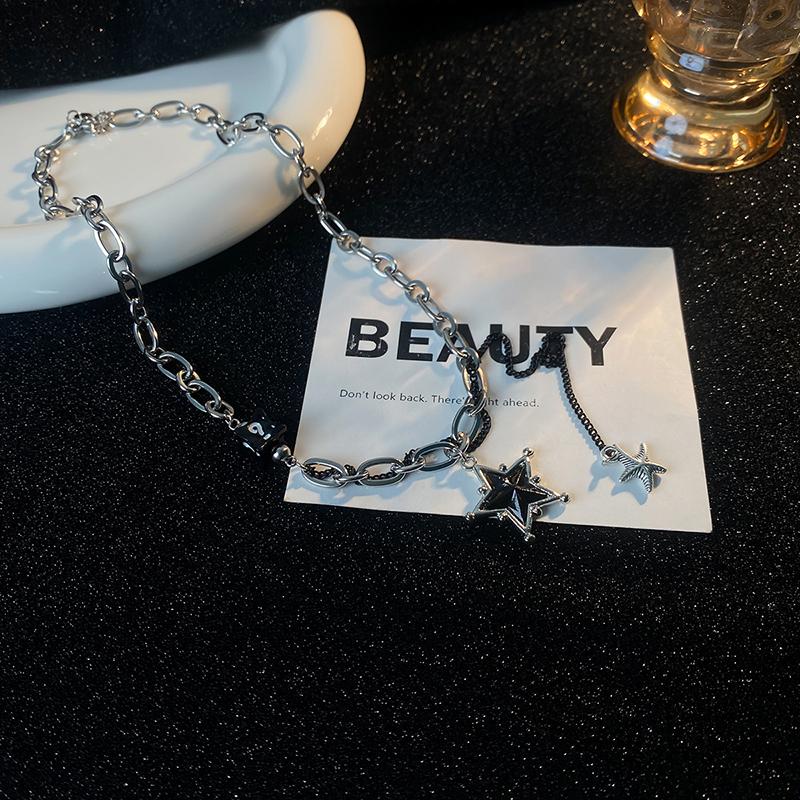 Готический панк черный цвет звезда кулон кисточка ожерелье подходит для мужчин и женщин хип-хоп креативные ежедневные ювелирные изделия подарки