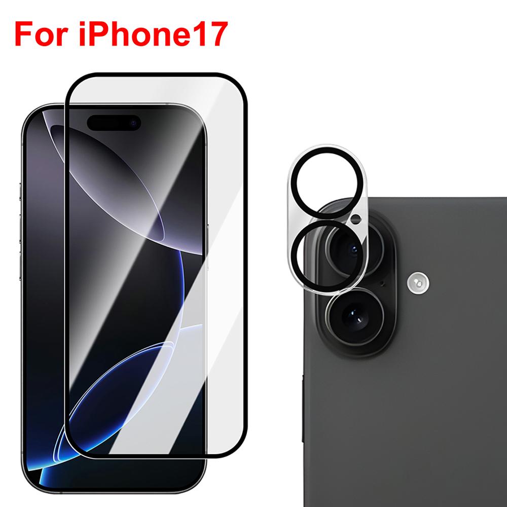 Защитные стекла 6-в-1 для iPhone 17 Pro Max, Защитная пленка для линз с защитой от царапин для 17Air, Защита для объектива камеры с черным кругом