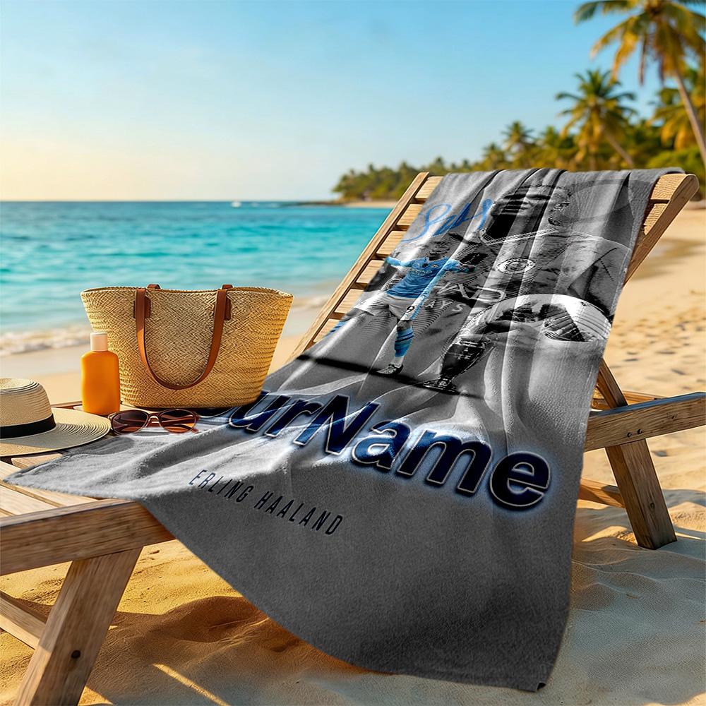 Haaland Personalized Name Beach Towel Quick-Dry Soft Microfiber Portable for SwimmingBeachCamping Travel Beach AccessoriesGym