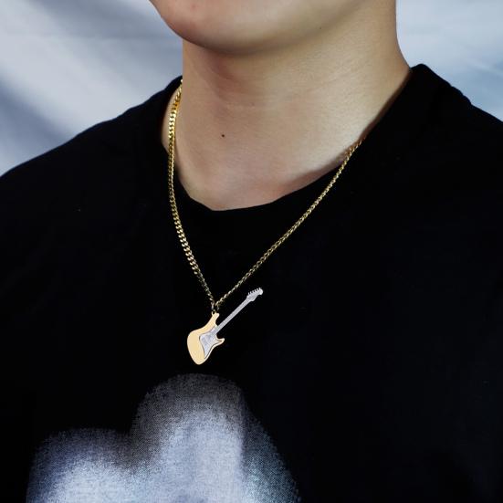 Мужское ожерелье в стиле панк, крутой хип-хоп, индивидуальное ожерелье из нержавеющей стали для бас-гитары, ожерелье на ключицу