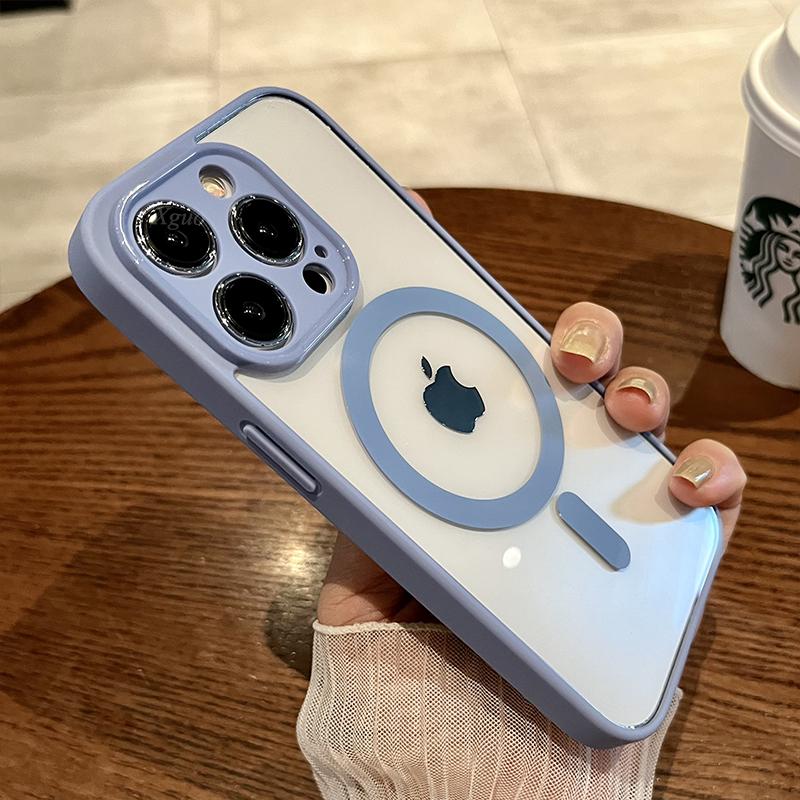 Для Magsafe Магнитный Беспроводной Заряд Чехол для Телефона Для iPhone 15 14 13 12 11 Pro Max 15 Plus Роскошная Акриловая Жесткая Задняя Панель Прозрачная Крышка