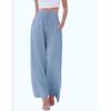 Large Size Trousers Women's Cotton Linen Pants Elastic Waist Loose Casual Pocket Drawstring Wide Leg Pants