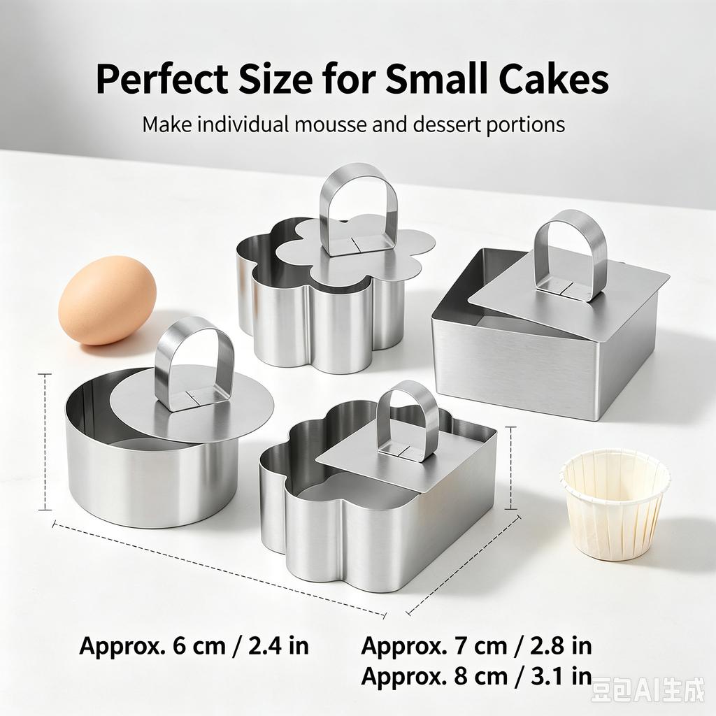 Lihe Stainless Steel Mousse Rings, Multi Shape Cookie & Cake Molds, Household DIY Baking Tools