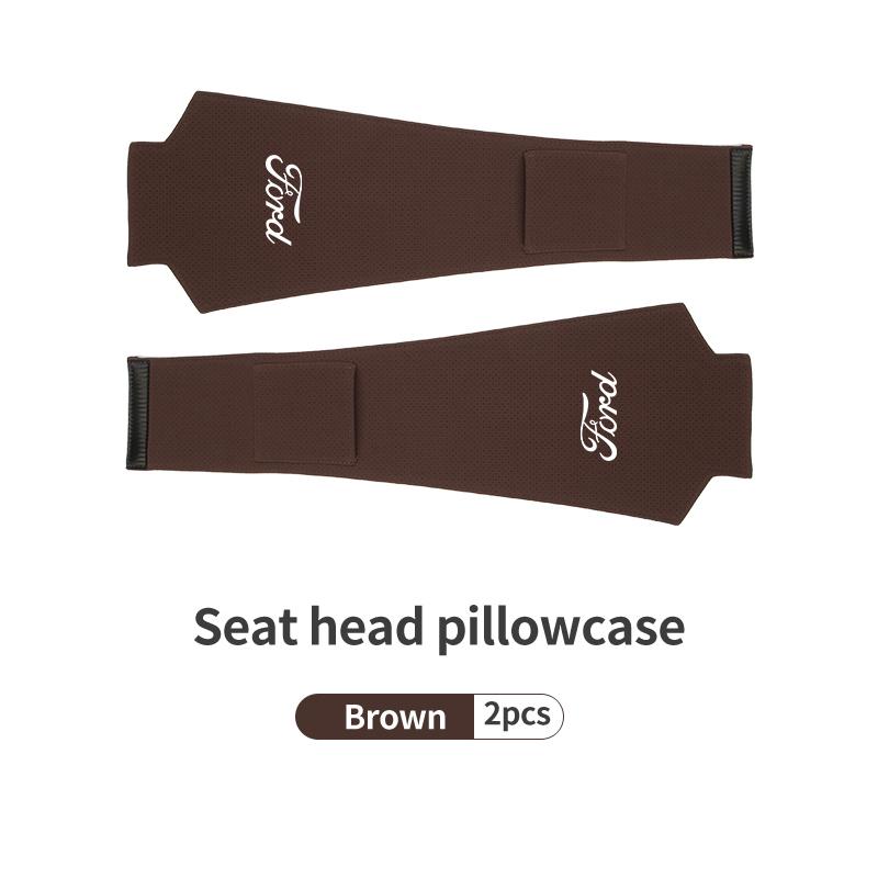FRYX3 Car Headrest Pillowcase Suede Leather Perforated Design Anti Scratch For Ford Fiesta Ranger Mondeo Escape Ecosport Fusion