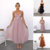 Women Mesh Swing Cocktail Dress Sleeveless Spaghetti Strap A Line Tulle Dress Formal Wedding Guest Dress