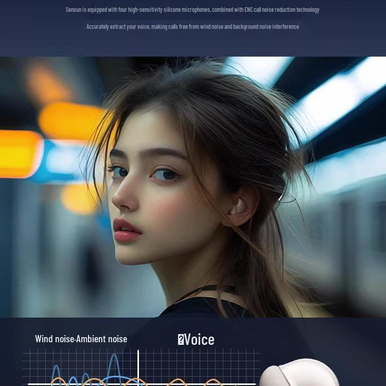 2026 Bluetooth-наушники с шумоподавлением: Долгое время работы от батареи, Безопасно для сна, Водонепроницаемые, Внутриканальные с костной проводимостью для спорта
