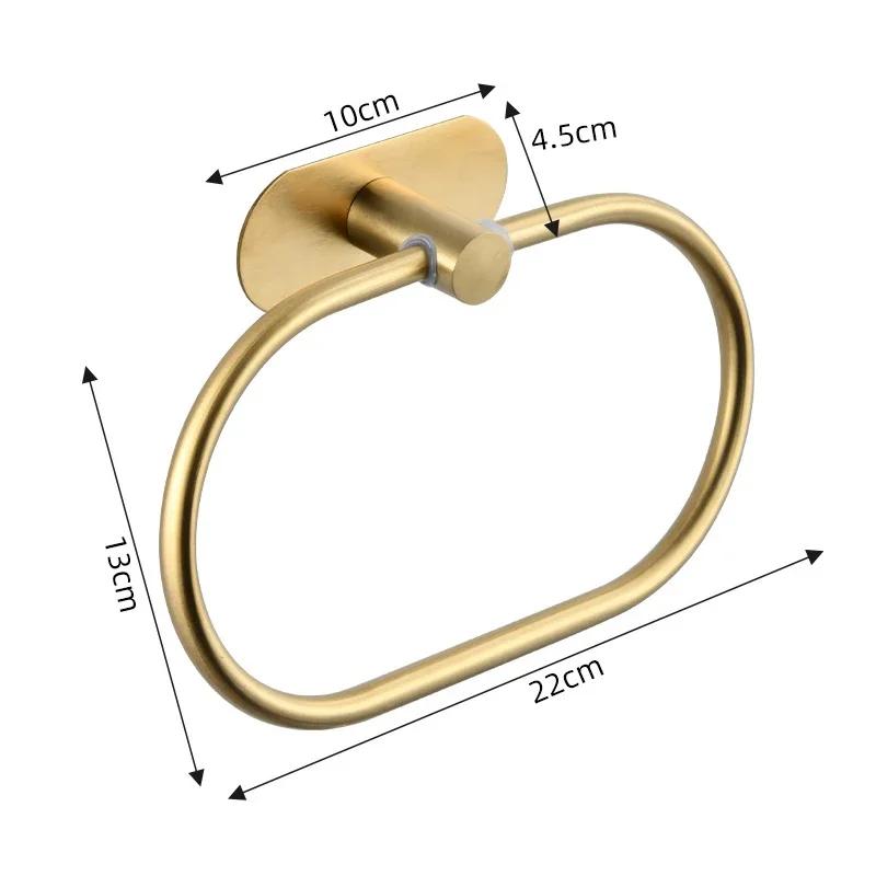 Вешалка для полотенец в ванную черная, кольцо-держатель для полотенца для рук, рейлинг, кухонные аксессуары для хранения, держатель для полотенец из нержавеющей стали, самоклеящийся