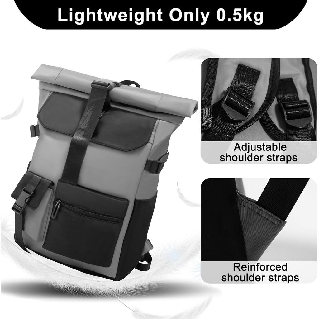 Большой водонепроницаемый рюкзак Rolltop, 27 л, для мужчин и женщин, 15,6-дюймовый школьный рюкзак, легкий велосипедный противоугонный рюкзак для работы, колледжа, отдыха