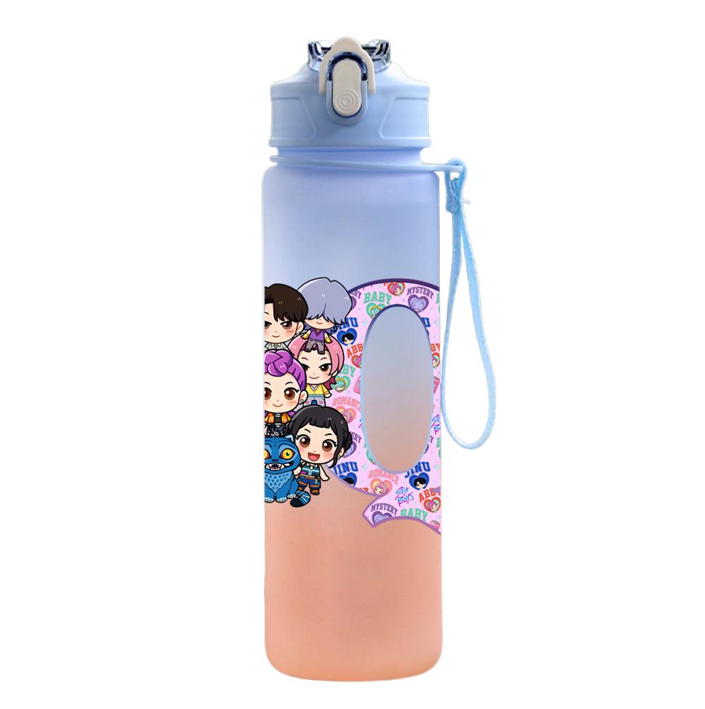 750Ml Water Bottle Anime 26 English Letter K-Pop Demon Hunters Printed Large Capacity Drinking Cup Portable Outdoor Sports Water Cup Children Kid Gift