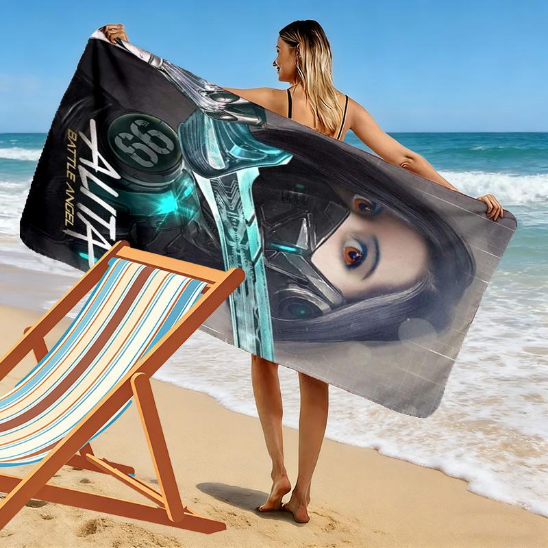 Alita: Battle Angel - Futuristic Warrior beach towel Outdoor camping Beach towel for vacation photos seaside Outdoor pool towel