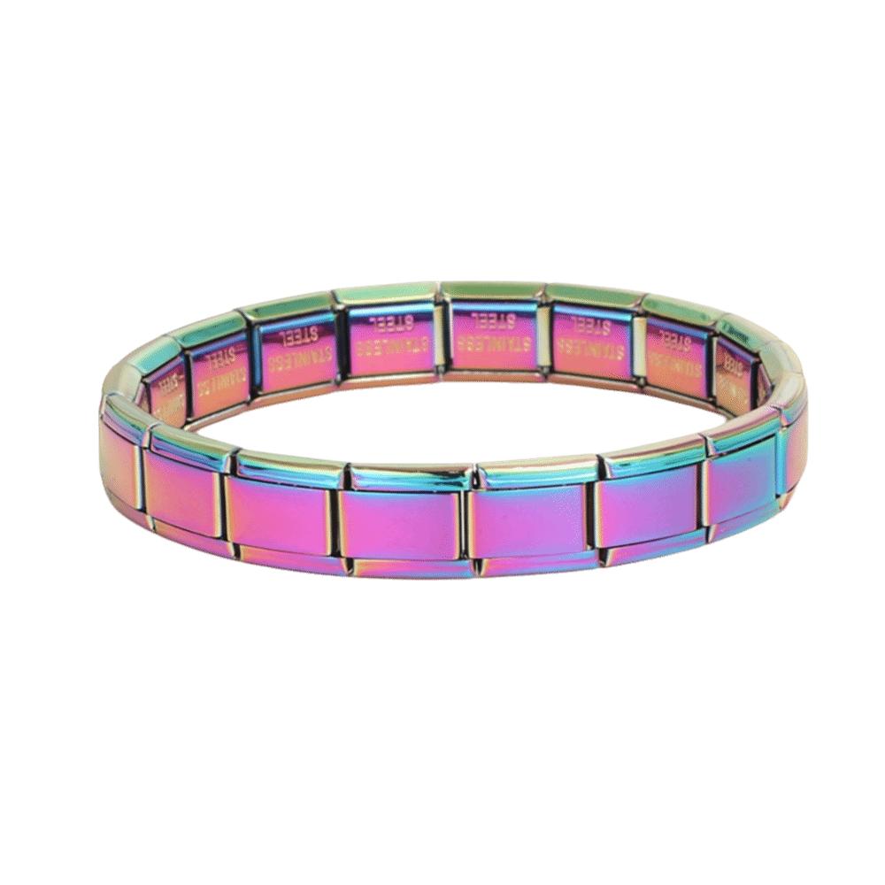 Stretchable Italian Chain Link Bracelet Square 9mm Modular Stainless Steel Bracelet Jewelry Making HipHop Elastic Hand Chain