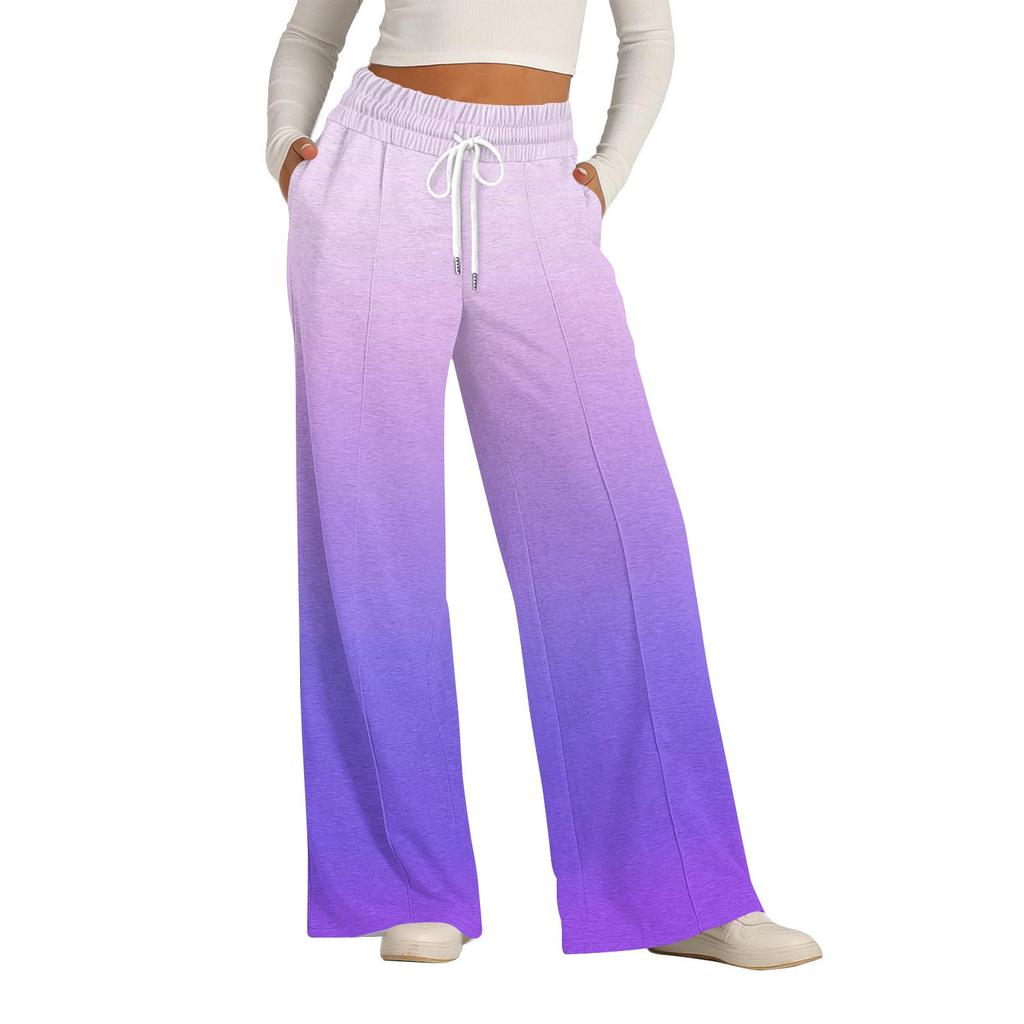 Women's Wide-leg Casual Pants High Waist Gradient Sports Pants
