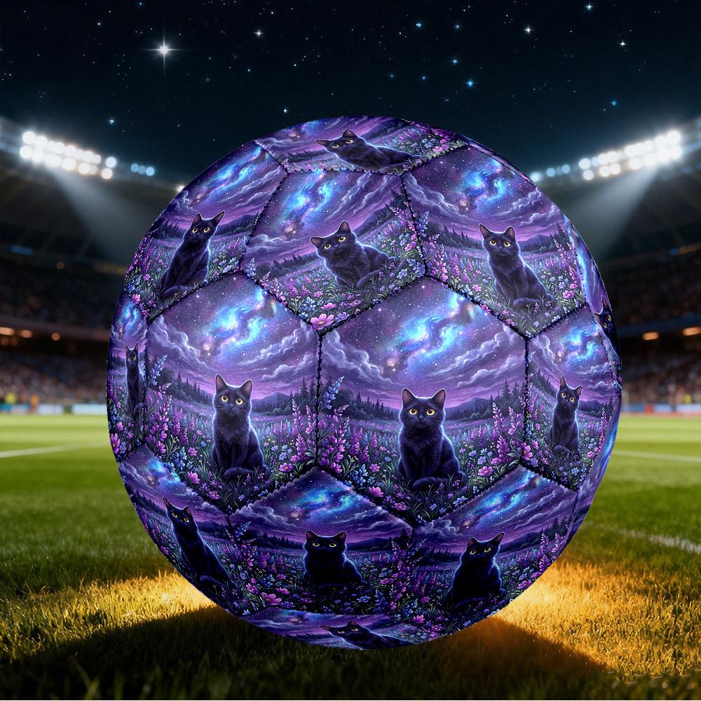 1pc Galactic Cat Garden Size 5 Soccer Ball Professional Match Training Football Indoor &Outdoor Sports Ball Lightweight Durable c6560