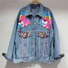 Thai trendy brand autumn new cartoon sequins splicing versatile fried street fashion denim jacket women's top cross-border