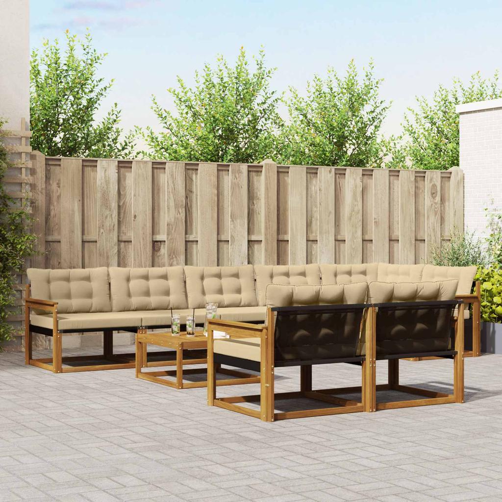 Outdoor Sofa Set with Cushions 9 pcs Natural and Beige