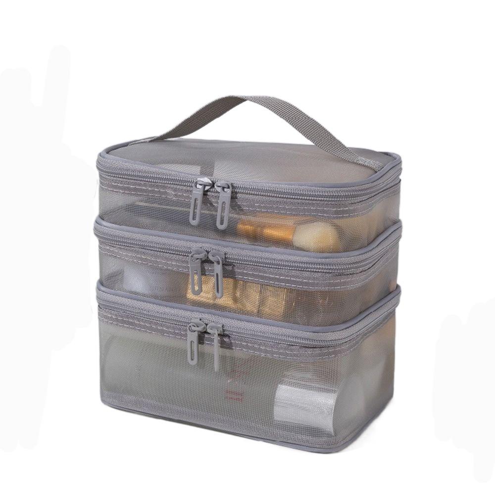Multifunctional Transparent Mesh Travel Cosmetic Bag Storage 2/3 layer Toiletry Bag Large Capacity Makeup Case Cosmetic Storage