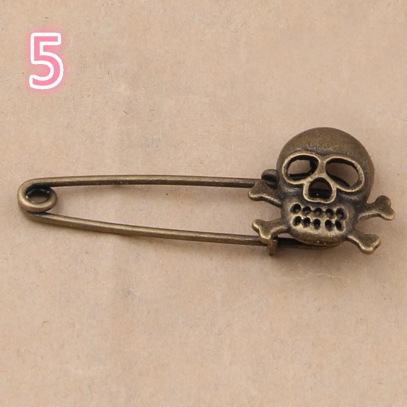 2pcs Alloy Antique Brass Vintage Flower Brooch Safety Pins For Garment Accessories Scarf Clip Pins