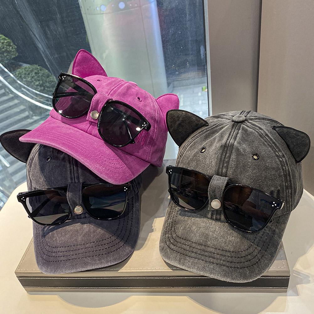 Весна и лето Новые милые солнцезащитные очки с кошачьими ушками бейсболка и женская уличная хип-хоп солнцезащитная кепка Mal I5B5