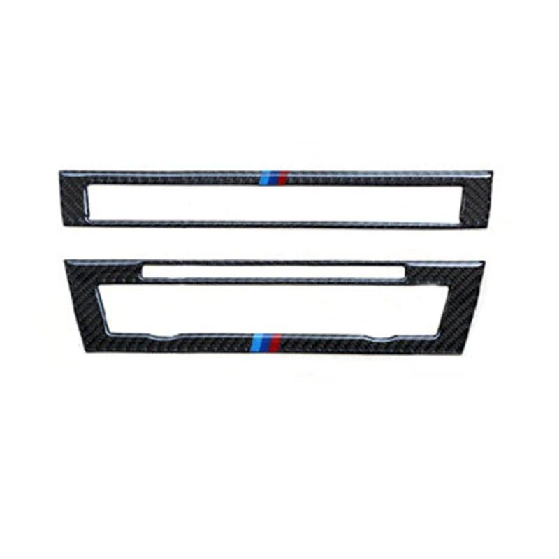 2 шт., углеродное волокно, автомобильный компакт-диск, панель управления, рамки, декоративные наклейки, автостайлинг, аксессуары для интерьера для BMW F10 5 серии 2011-17