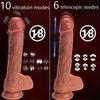 9-дюймовый телескопический качающийся вибрационный нагревательный пенис 10 режимов частот с женской точкой G анус и влагалище, чтобы вызвать оргазм с беспроводным пультом дистанционного управления