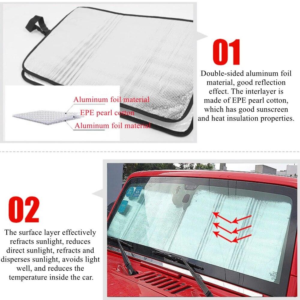 Car Front Windshield Sunshade for Jeep Wrangler TJ JK JKU 1997-2017 Visor Window Sun Solar UV Rays Protector Cover Accessories
