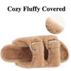 Fashion Smile Fashion Slippers For Women New Cork Insole Comfort Slides Outdoor Fluffy Sandals With Adjustable Metal Buckle Arch Support