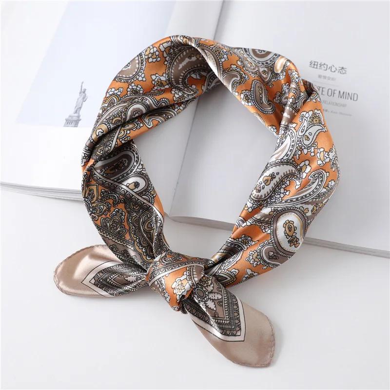 Luxury Floral Print Silk Square Scarf Women Soft Satin Kerchief Hairband Neckerchief Head Hijab Lady Headband Foulard Bag Ribbon